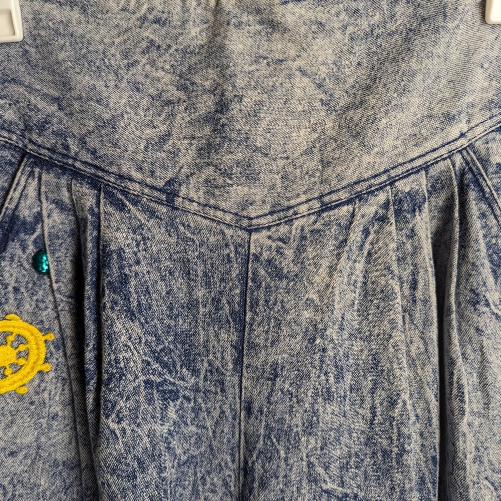 Vintage 80s sailor acid washed jean shirt and pants set - Picture 5 of 15
